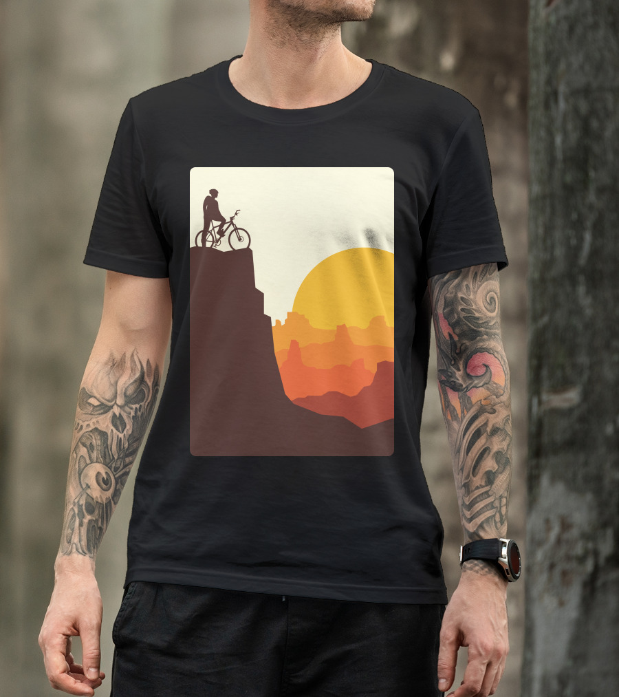 Break On The Mountain Sunset Cyclist Adventure T-Shirt