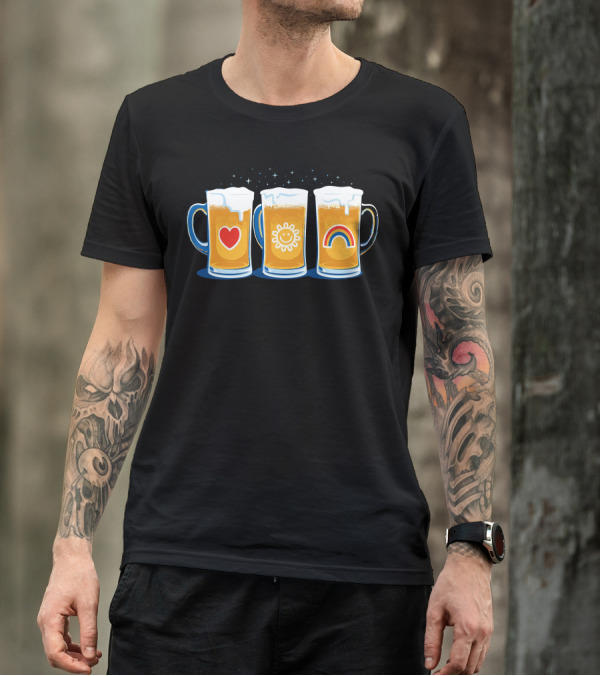 Care Beers Love Sun Rainbow Icons T-Shirt