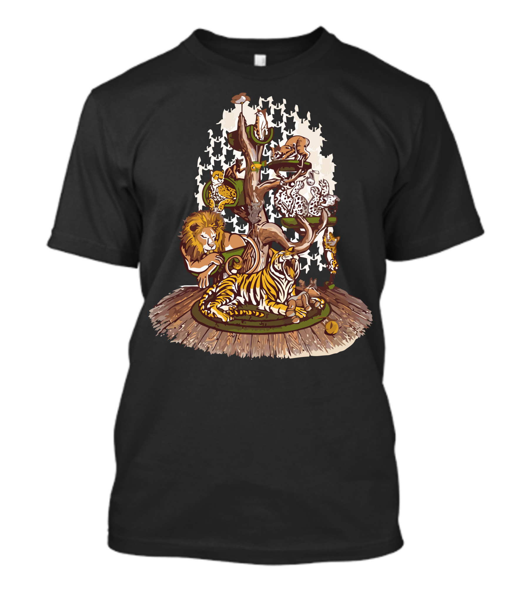CatS Menagerie Wild Jungle Tree With Lion And Tiger T-Shirt
