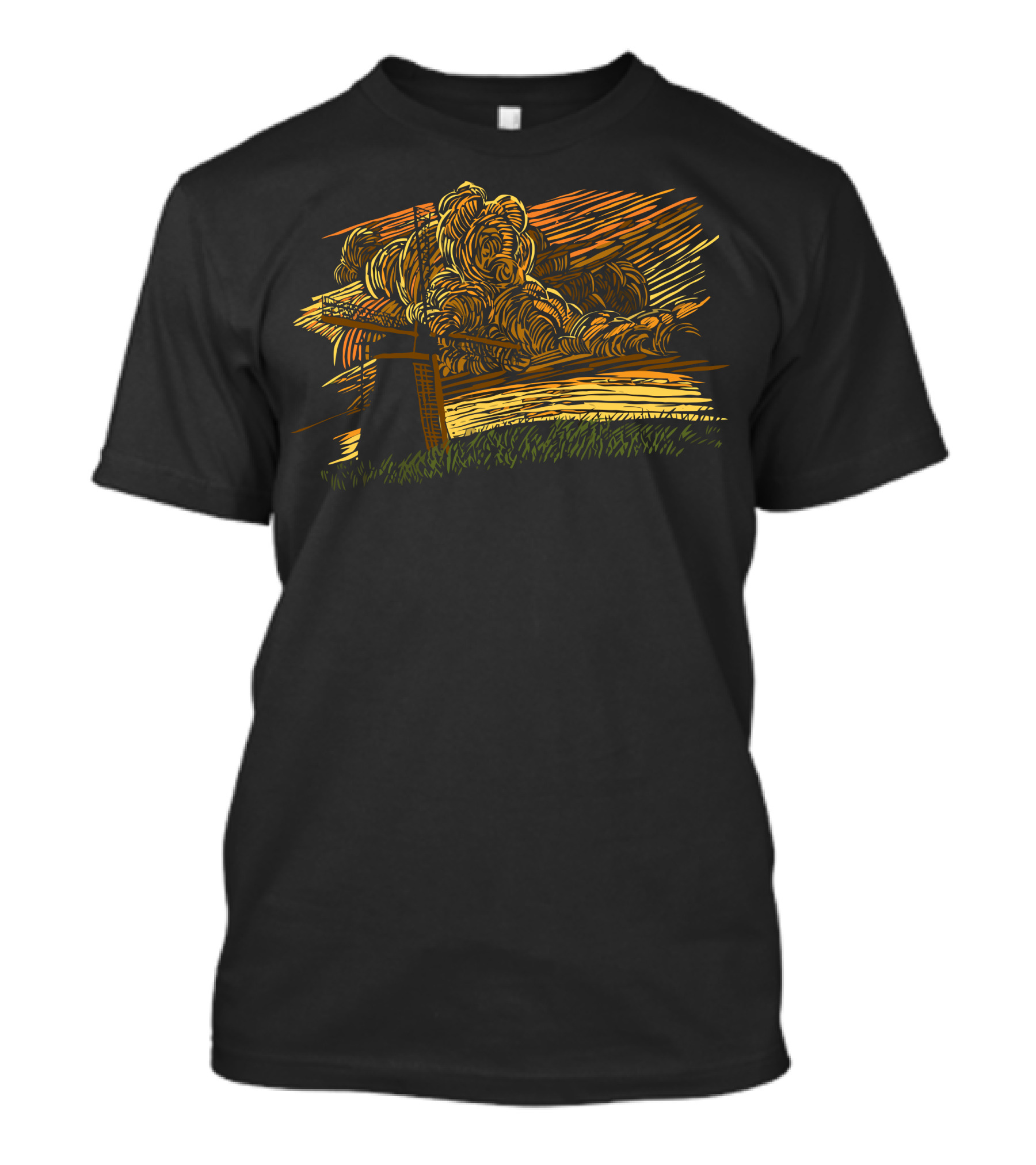 Chasing Windmills Sunset Landscape With Vibrant Sky And Fields T-Shirt