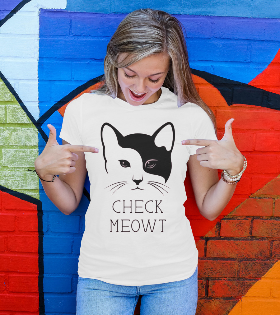 Check Meowt Cat Face T-Shirt