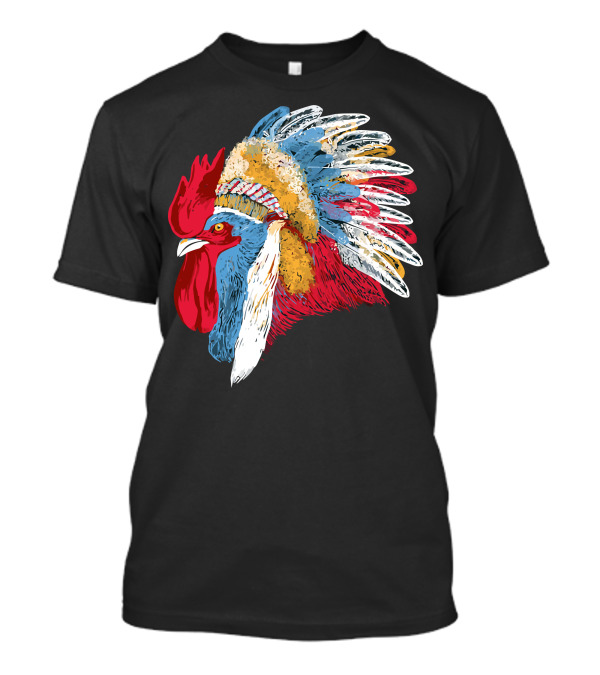 Chief Many Feathers Rooster Headdress T-Shirt