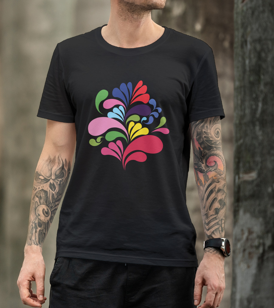 Colorful Abstract Floral Burst Multicolor Shapes T-Shirt