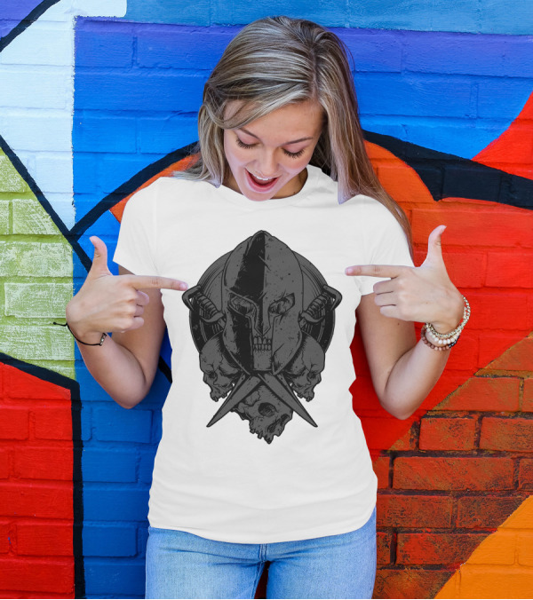 Death Of Spartan Skull Mask Swords And Skulls T-Shirt