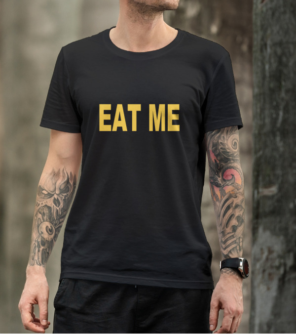 Eat Me Pizza Ringer Black T-Shirt