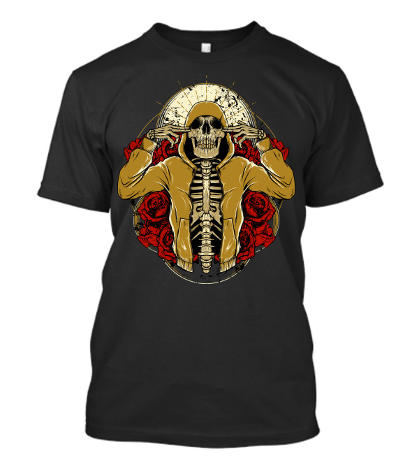 Skull Hoodie Roses Hip Hop Skeleton Aesthetic T-Shirt