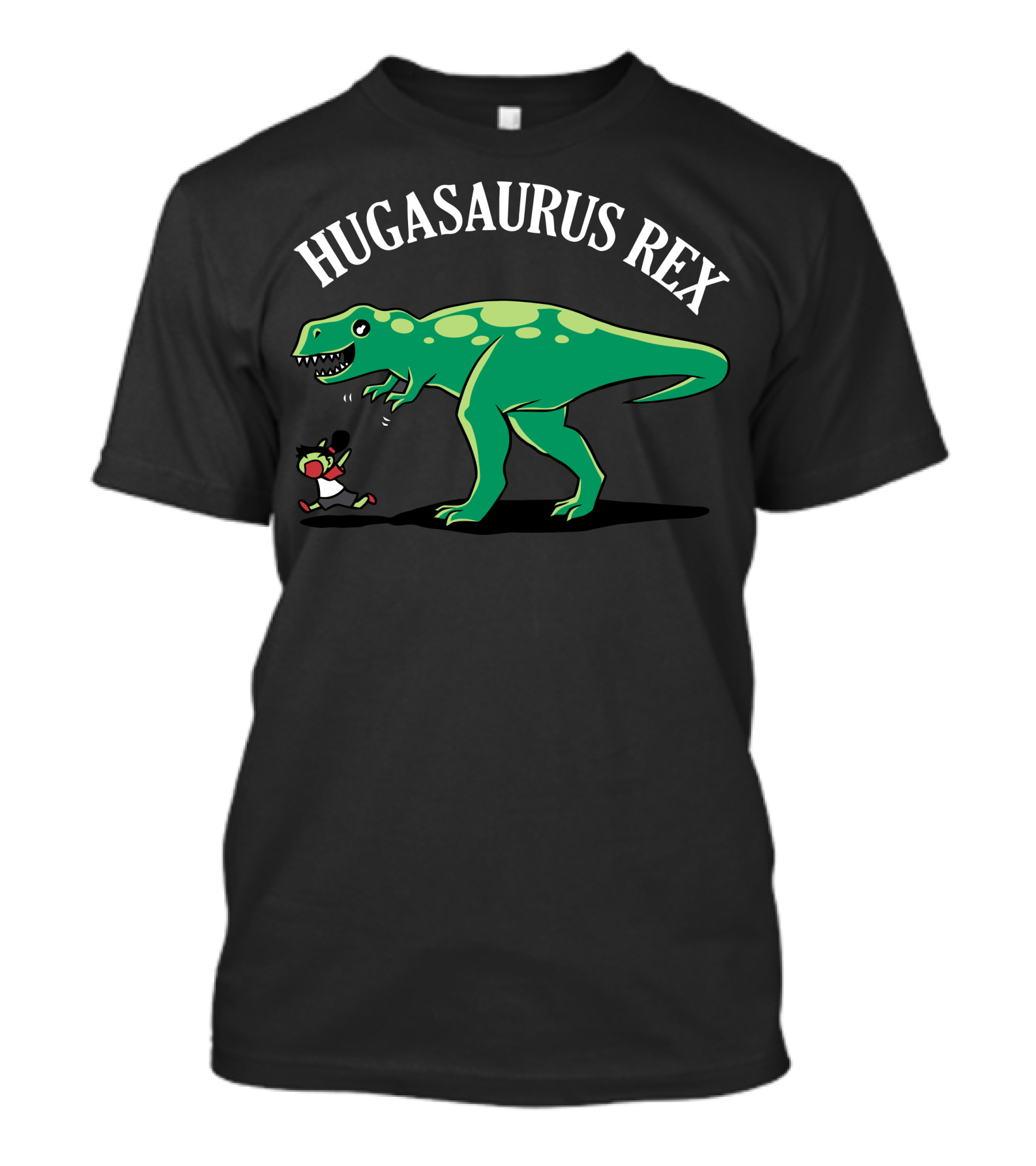 Hugasaurus Rex Dinosaur Chasing Scared Child T-Shirt