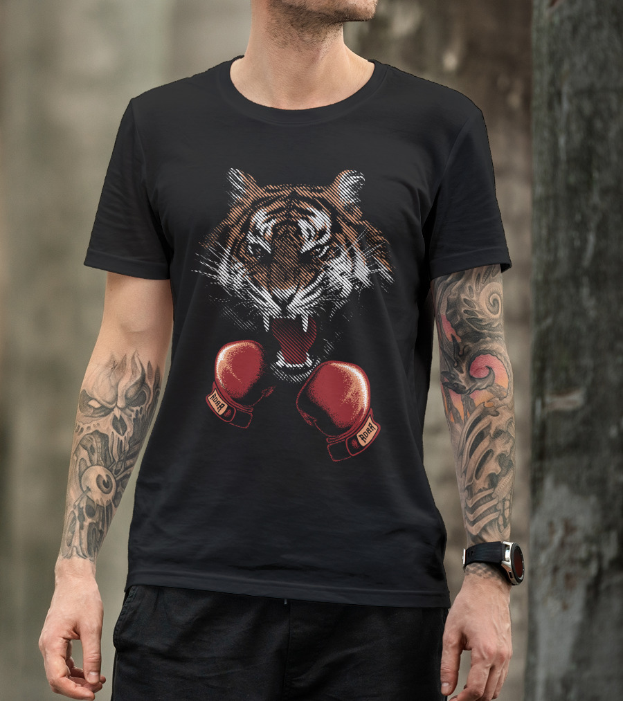 King Boxer Tiger With Red Gloves Fierce Roar T-Shirt