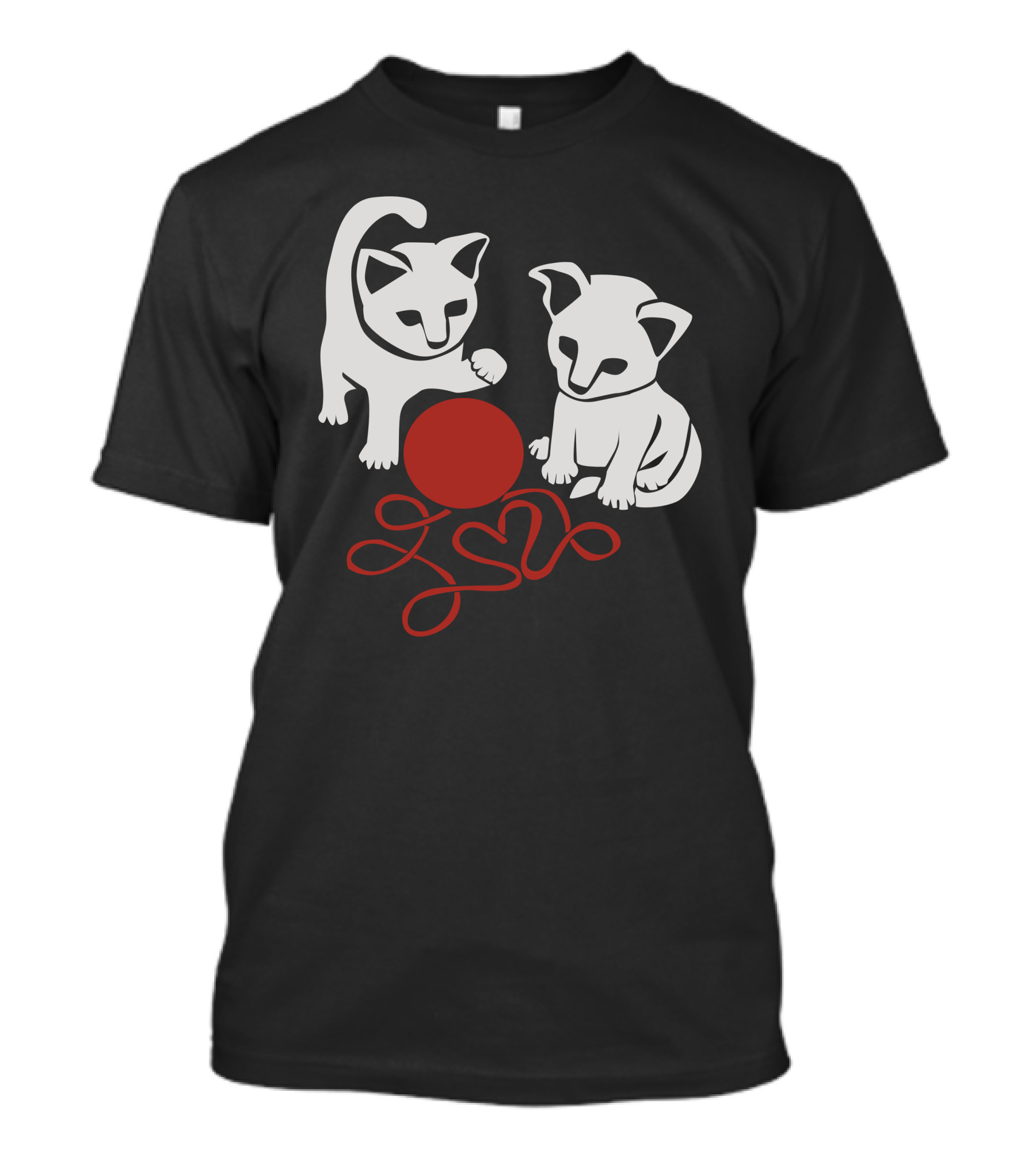 Kittens Playing With Red Yarn Ball T-Shirt