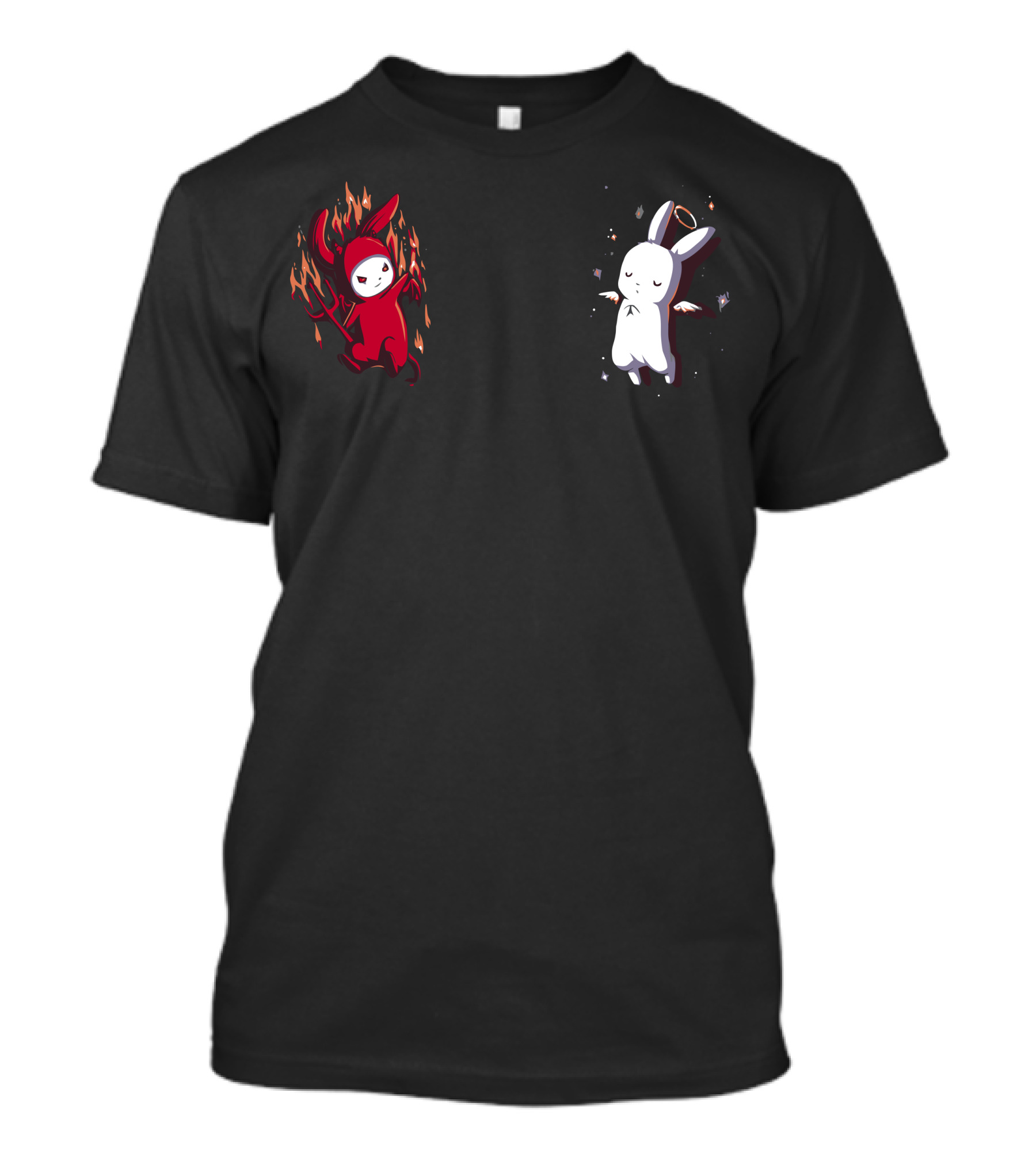 Listen To Your Conscience Angel And Devil Rabbits T-Shirt