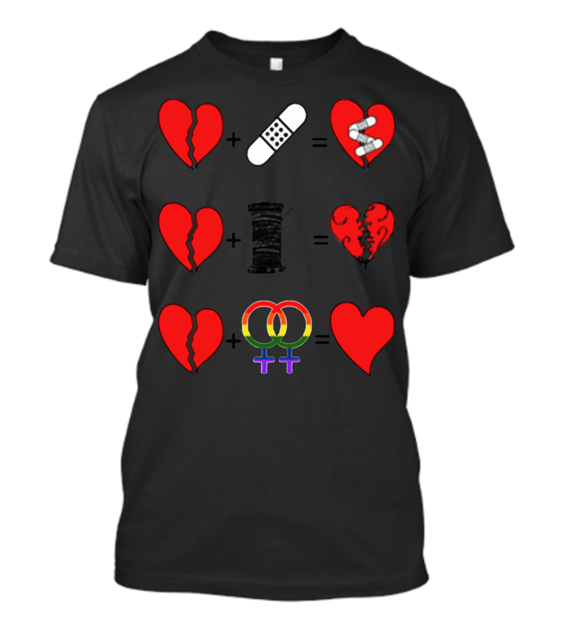 Ls Lesbian Broken Heart Healing Symbols T-Shirt