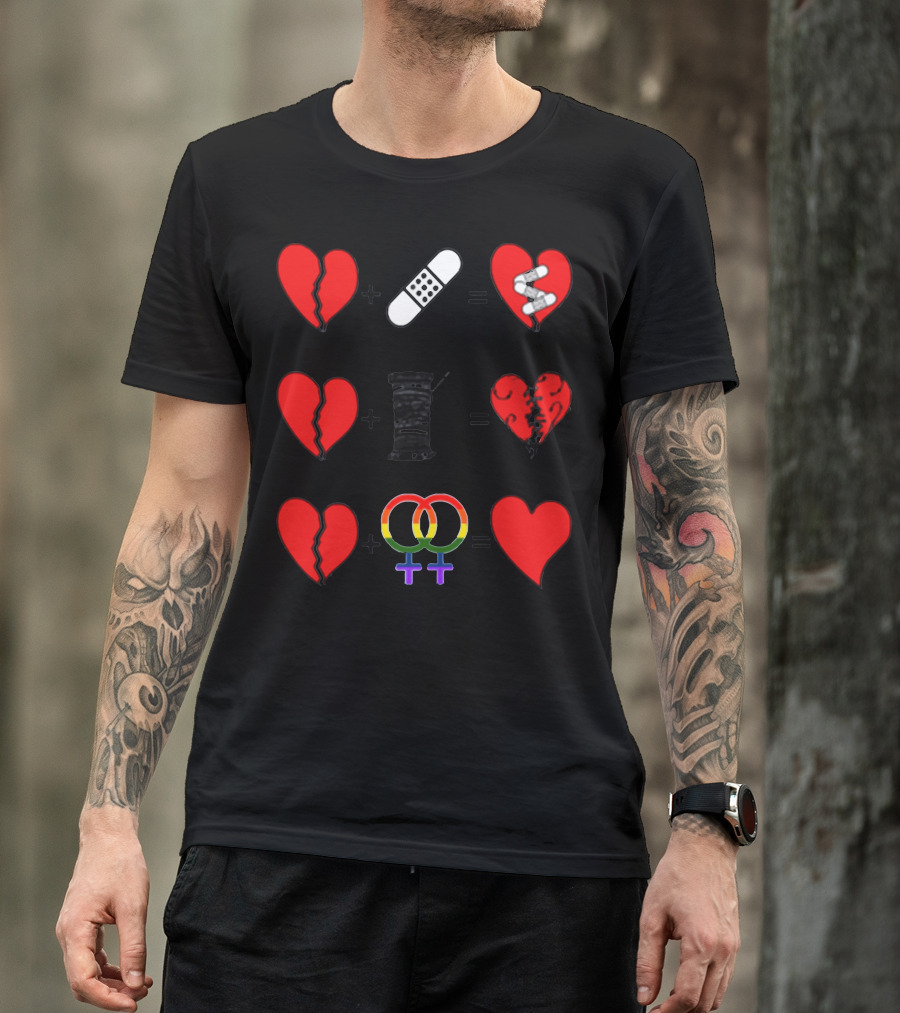 Ls Lesbian Broken Heart Healing Symbols T-Shirt