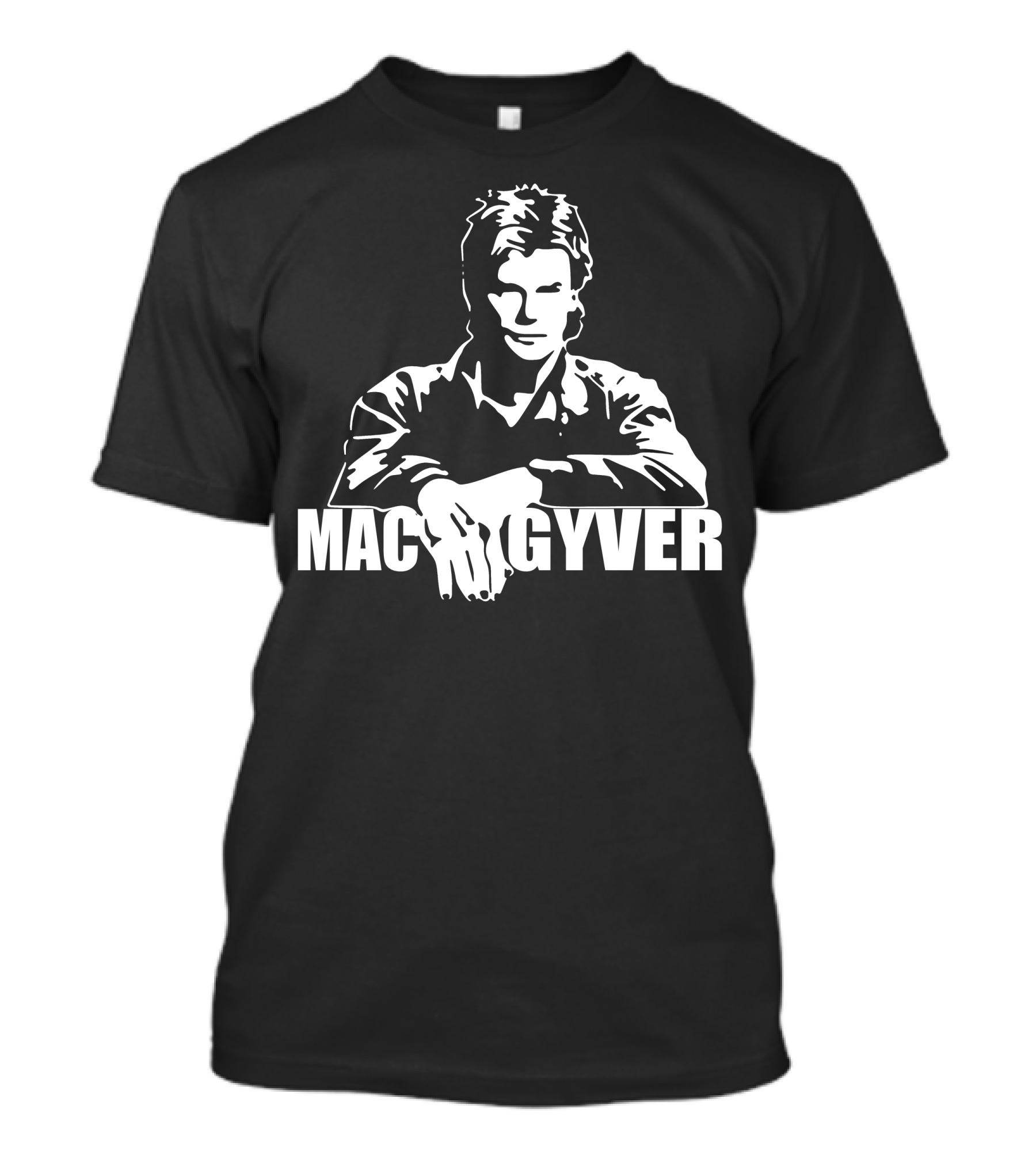 Mac Gyver Schwarz Retro Silhouette Iconic Series Character T-Shirt