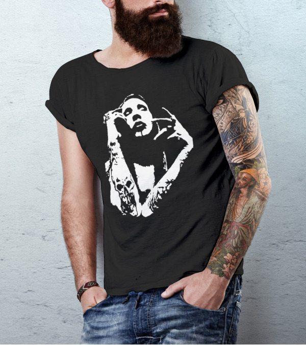 Marilyn Manson Monochrome Skull Arm Pose T-Shirt