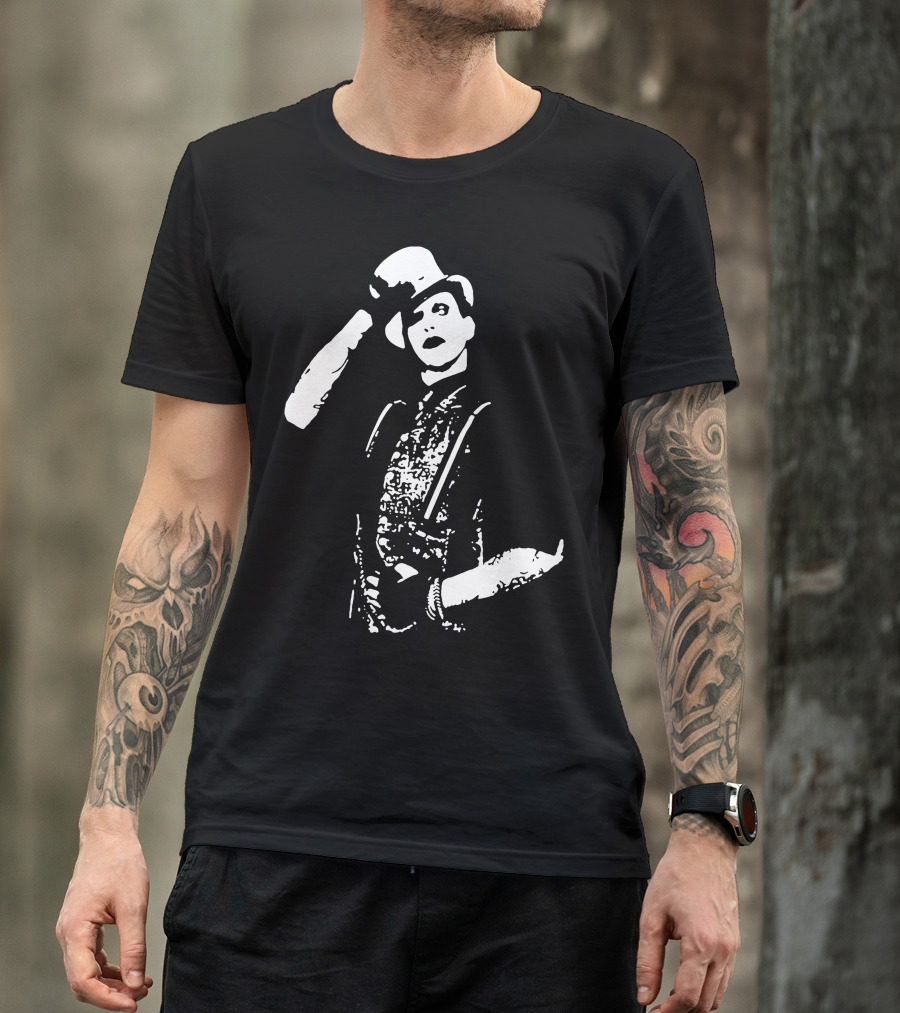 Marilyn Manson Salute Top Hat Monochrome T-Shirt