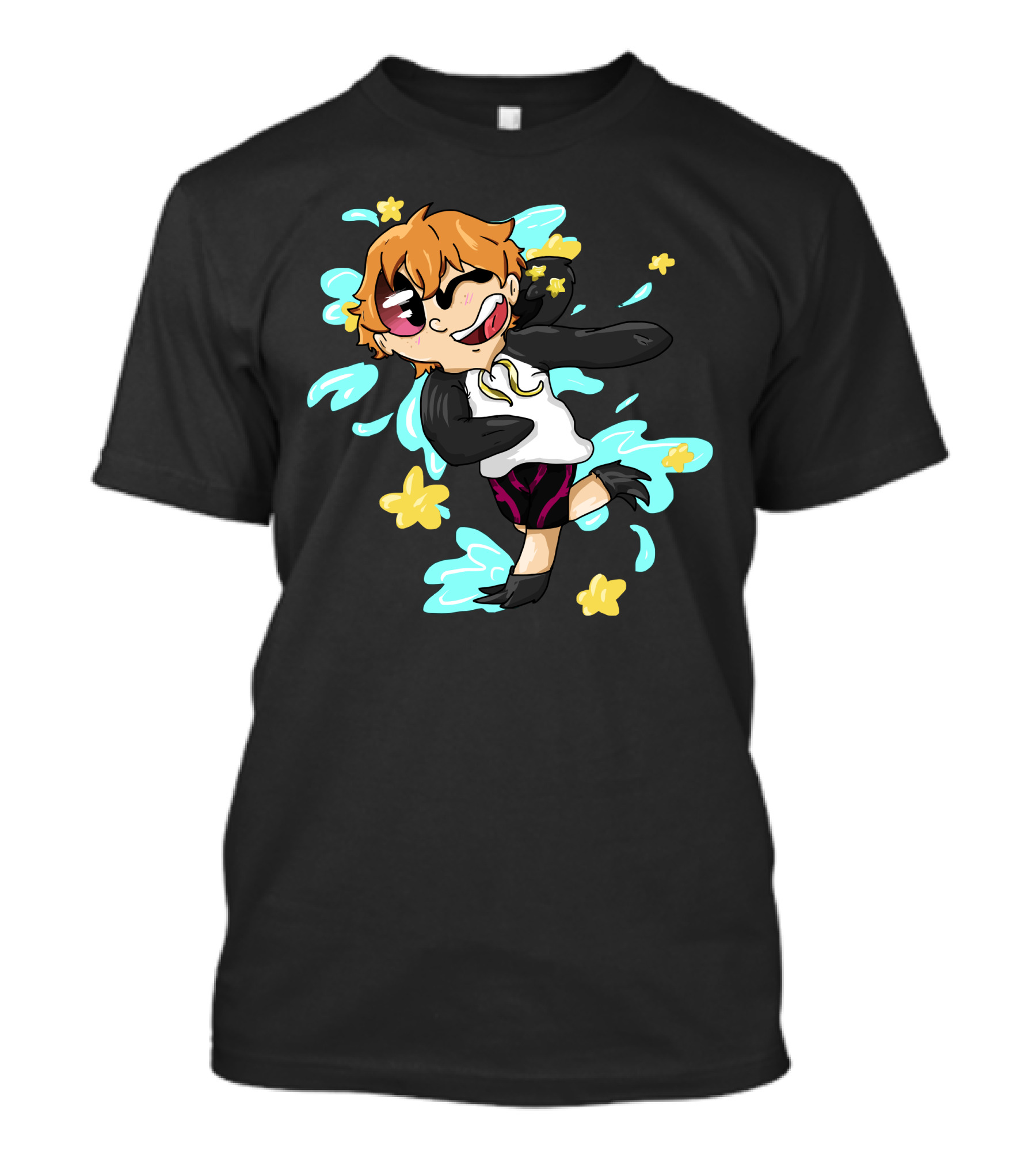 Nagisa Cute Penguin Character With Splash And Stars T-Shirt