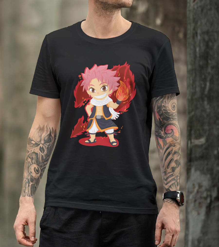 Natsu Dragneel Fire Magic Chibi Character T-Shirt