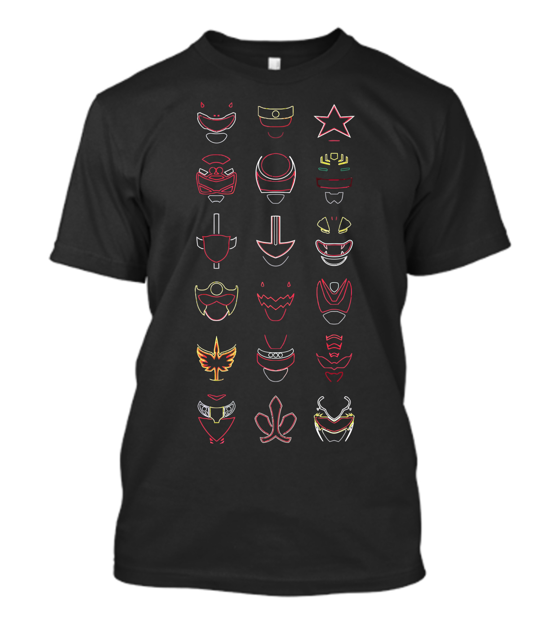 Neon Rangers Helmet Grid Vintage Neon Icons T-Shirt