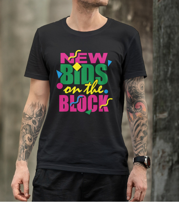 NEW BIDS ON THE BLOCK Retro Colorful Geometric Shapes 90s T-Shirt