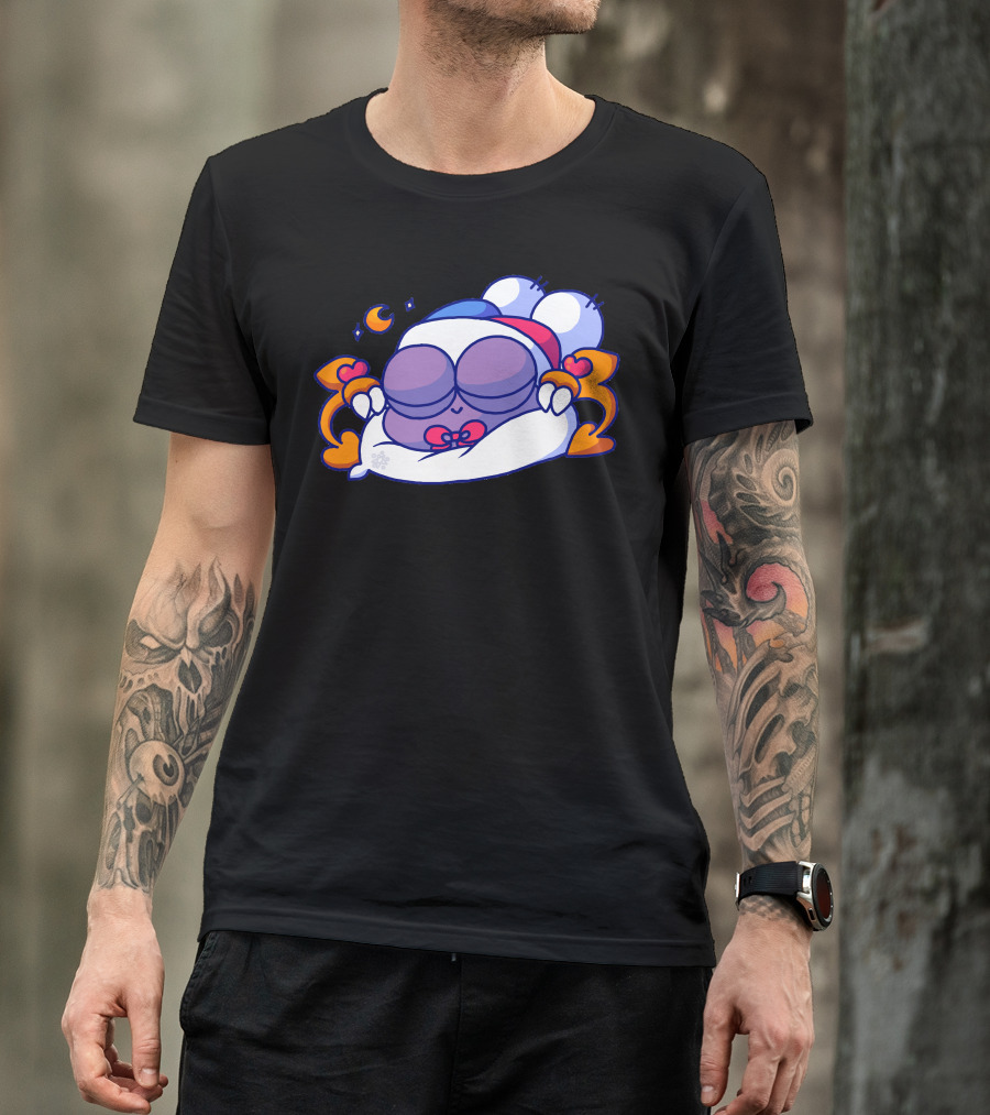 Night Doodle Cozy Sleepy Character With Crescent Moon And Stars T-Shirt