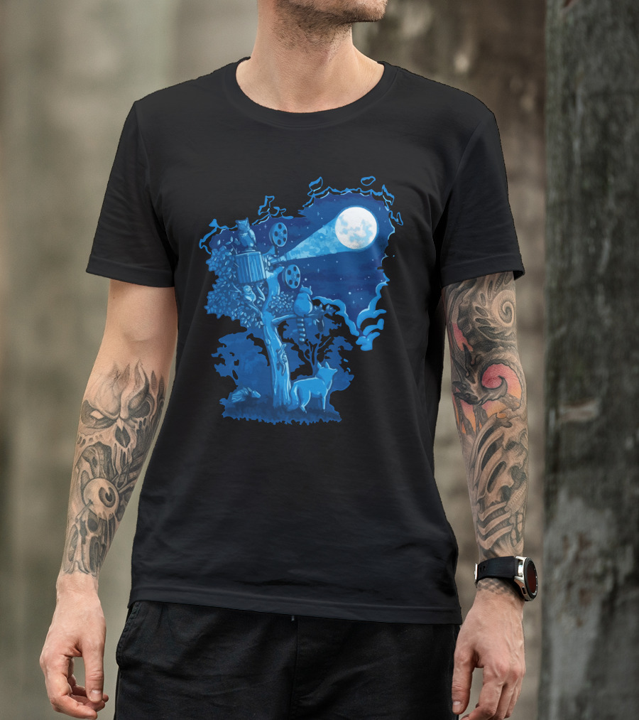 Night Sky Projector Forest Creatures Enchanted Moonlit Scene T-Shirt