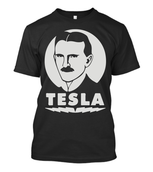 Nikola Tesla Iconic Portrait With Lightning Bolt T-Shirt