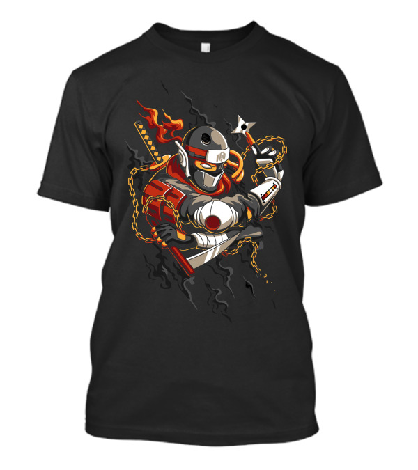 Ninja Robot Samurai With Swords And Shuriken T-Shirt