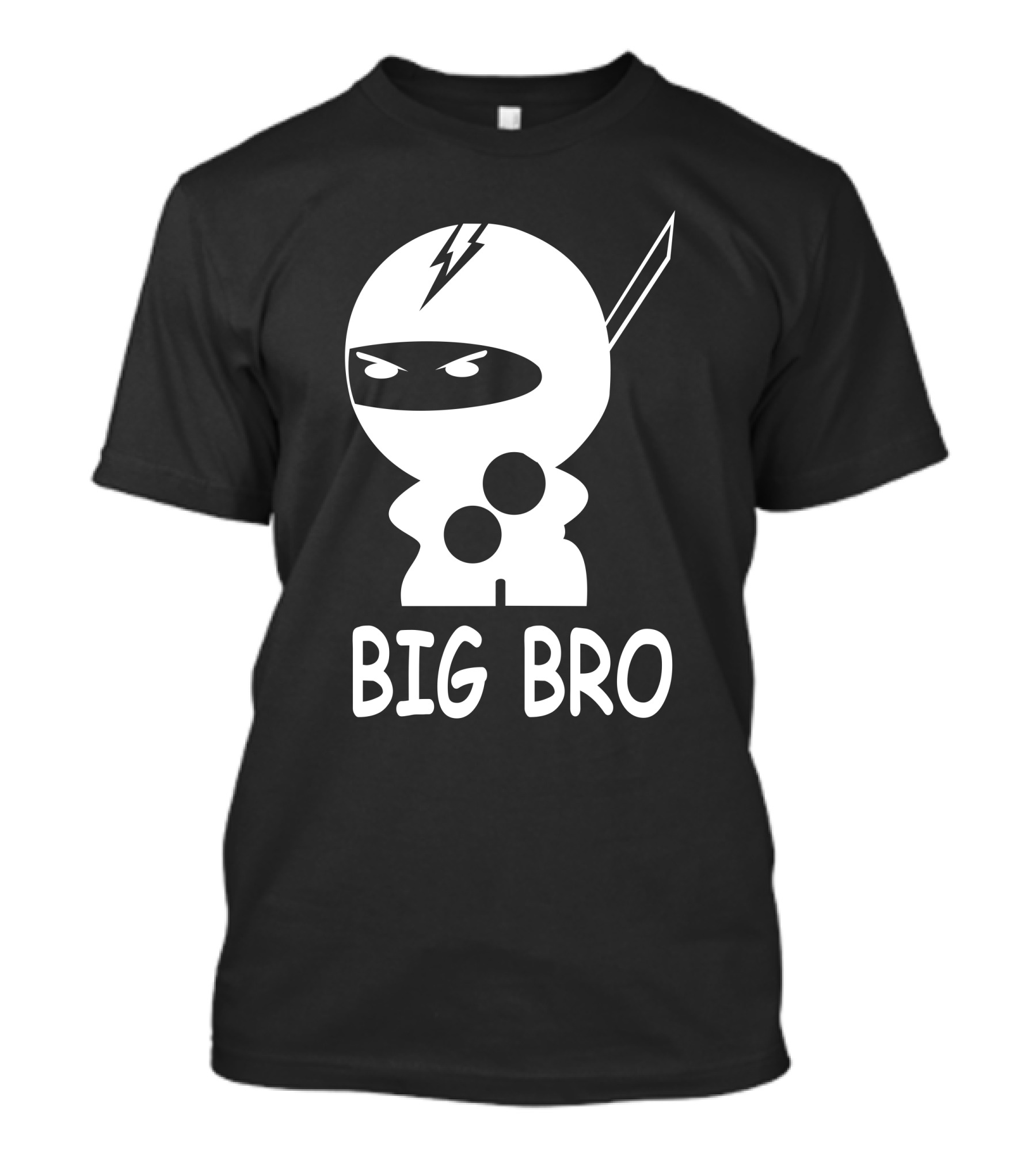 Ninja Big Bro Graphic With Stylized Lightning Helmet And Sword T-Shirt