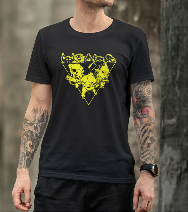Nuclear Family Video Game Mutants Yellow Triangle T-Shirt