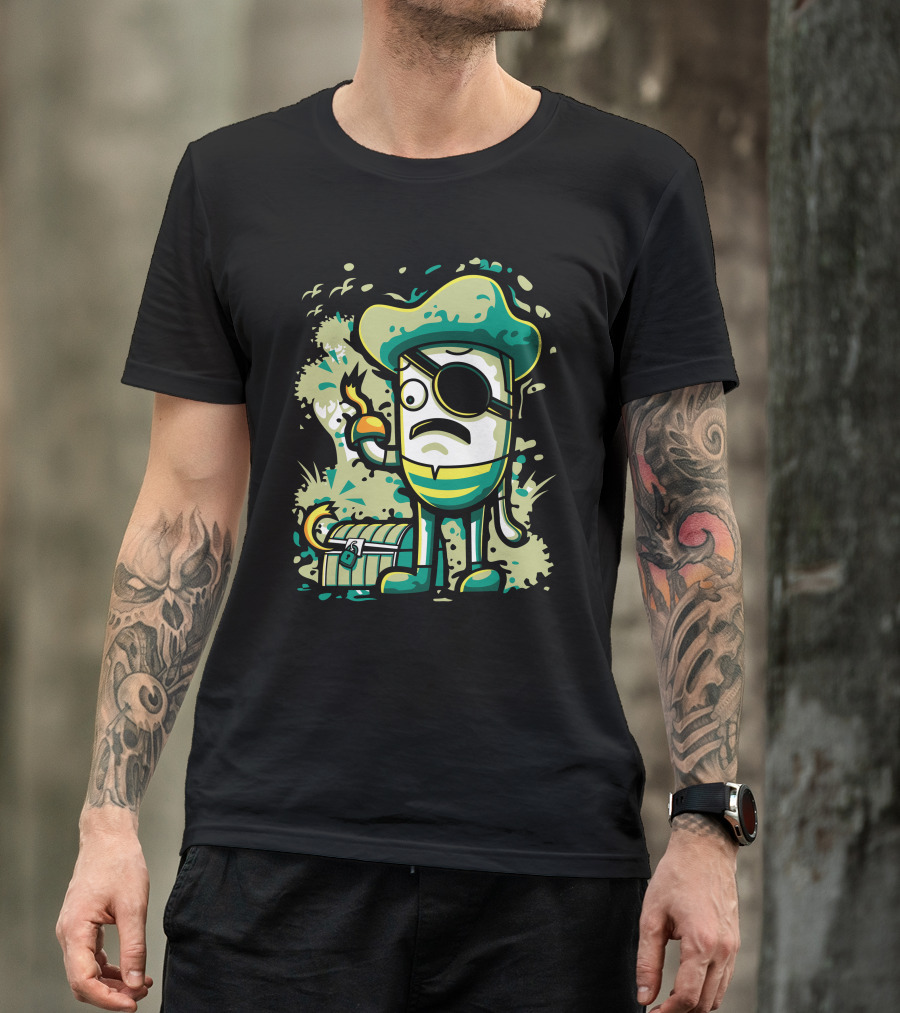 Oh No Pirate Eyepatch Treasure Chest Comic Remorse T-Shirt