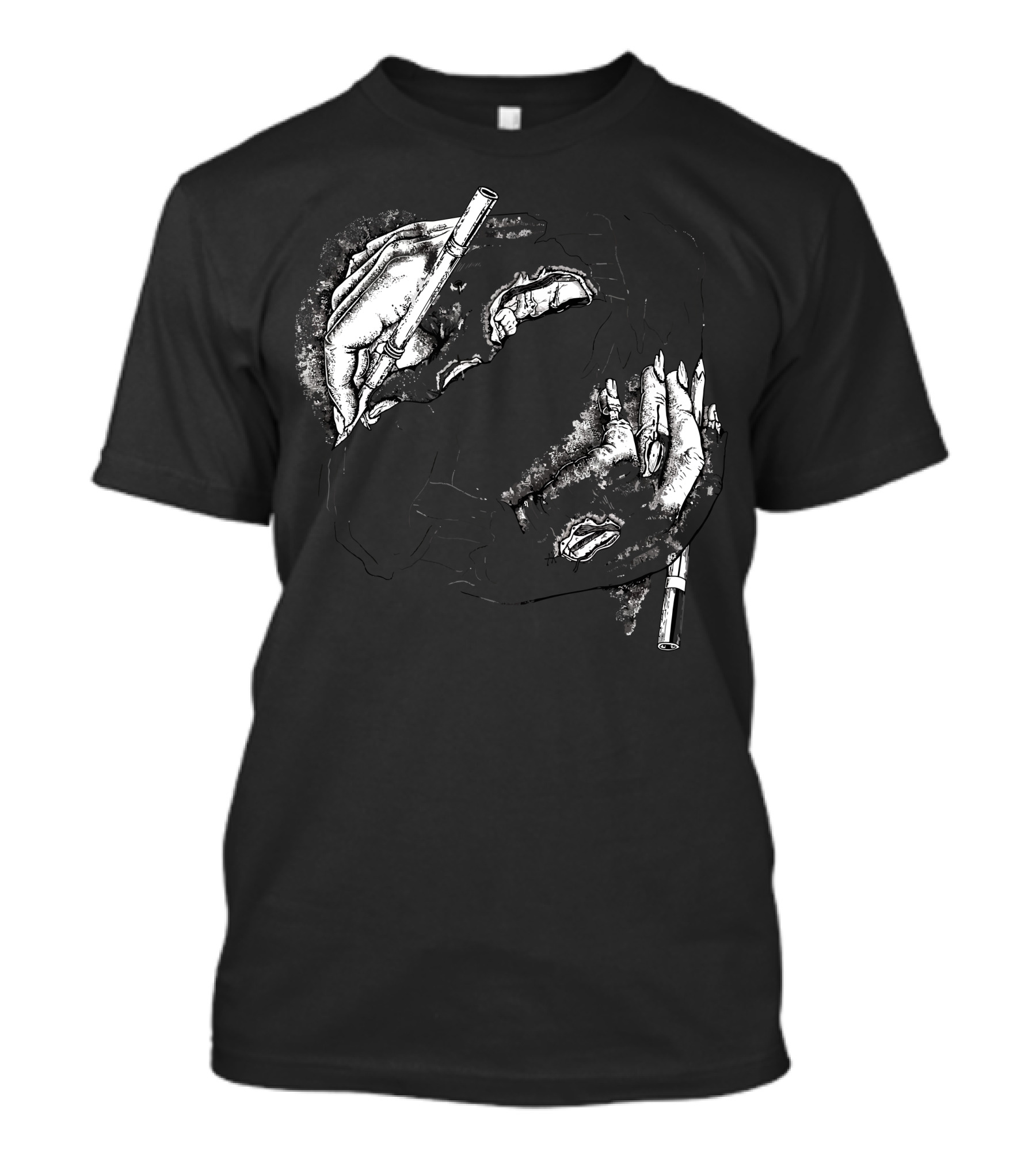 Self Made Zombie Grunge Art Zombified Hand Drawing T-Shirt