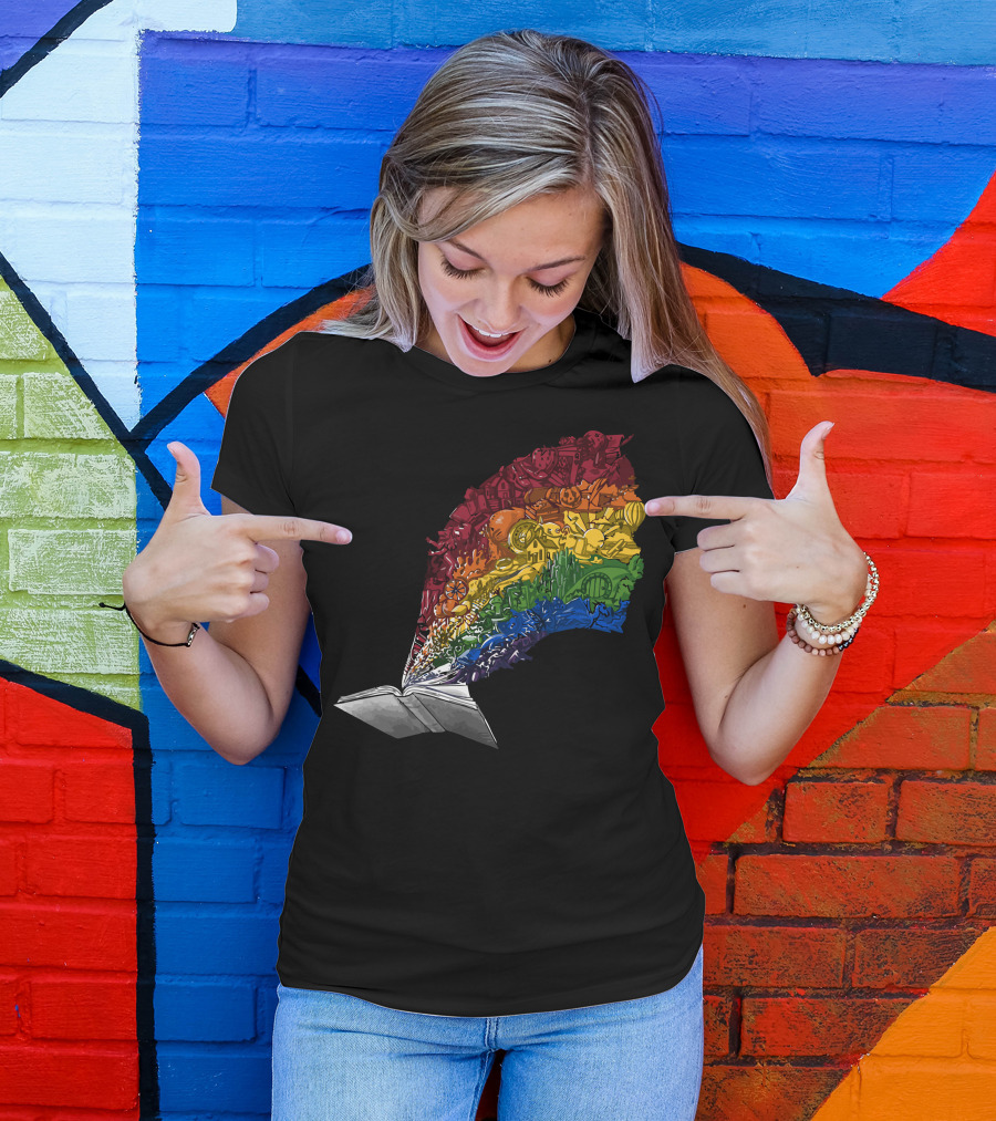 Shelf Life Rainbow Imagination Book Explosion T-Shirt