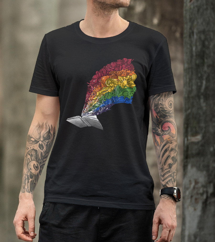 Shelf Life Rainbow Imagination Book Explosion T-Shirt