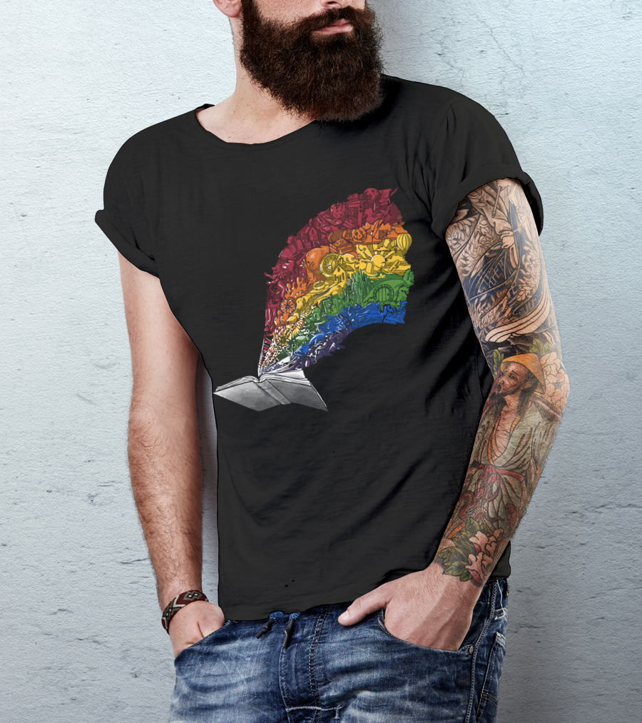 Shelf Life Rainbow Imagination Book Explosion T-Shirt