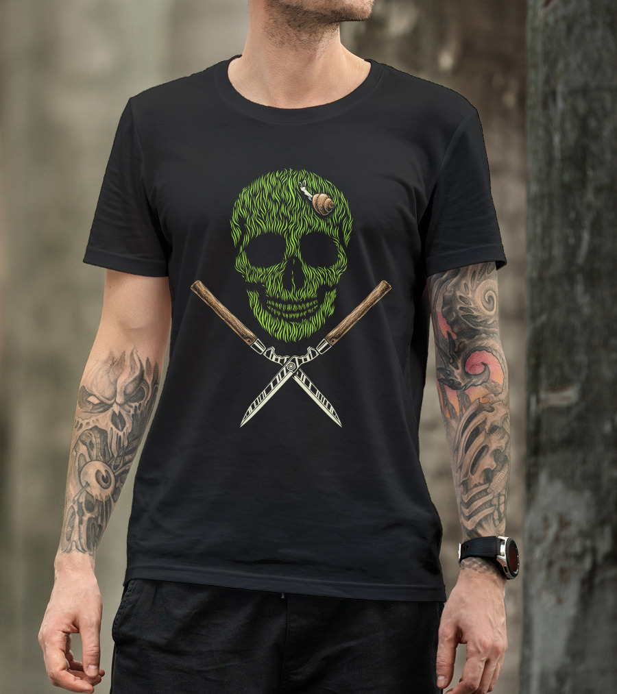 Skull Grass Snail Crossed Scythes T-Shirt