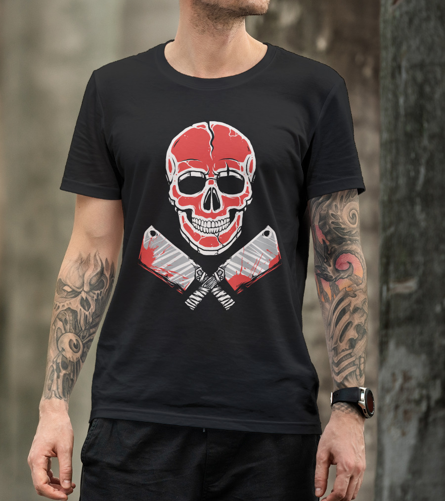 Skull Meat With Bloody Cleavers T-Shirt