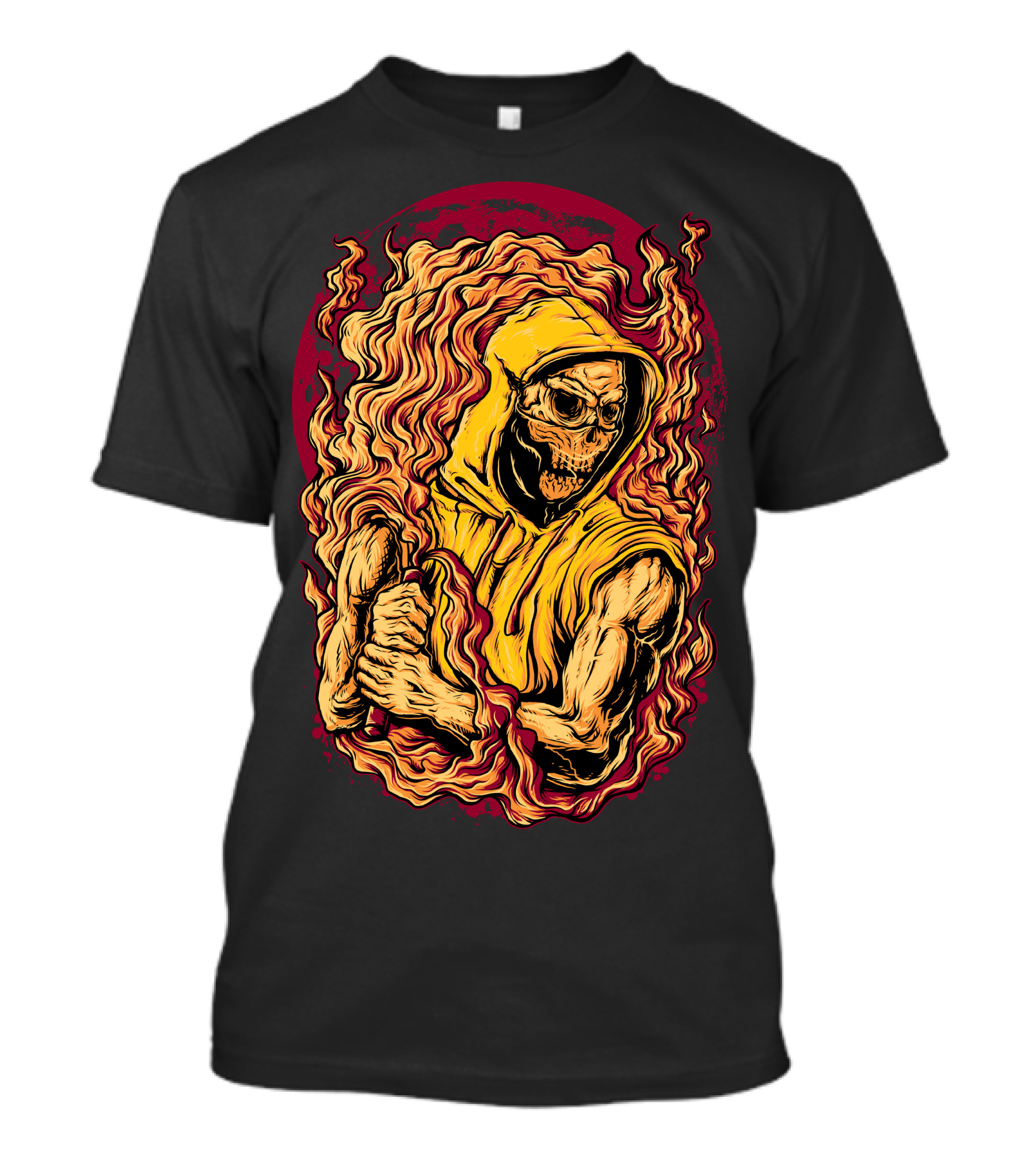 Ultras Flare Fiery Skull In Hooded Figure T-Shirt