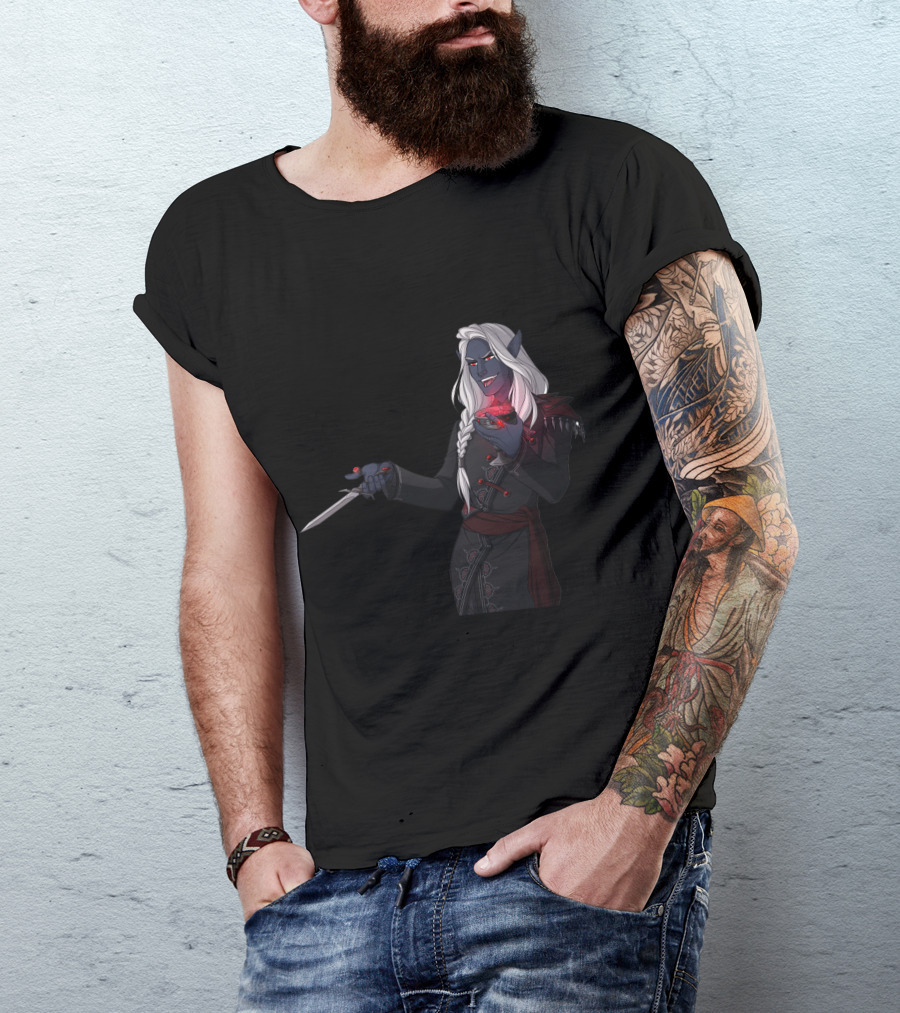 Agent Underdark Drow Holding Red Gem And Sword T-Shirt