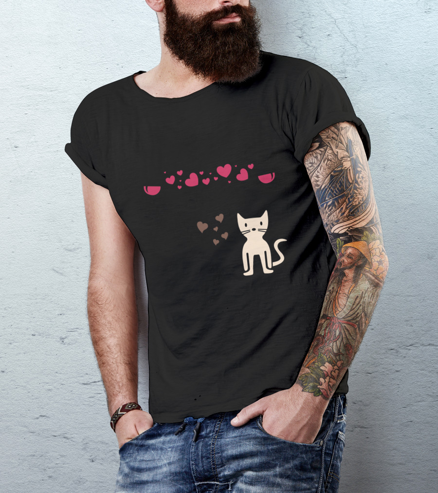 All I Need Is Wine And My Cat With Hearts And Glasses T-Shirt