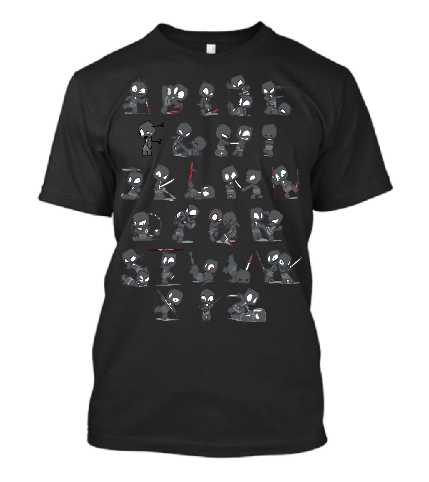 Alphaninja Cute Cartoon Ninja Warriors With Swords And Bows T-Shirt