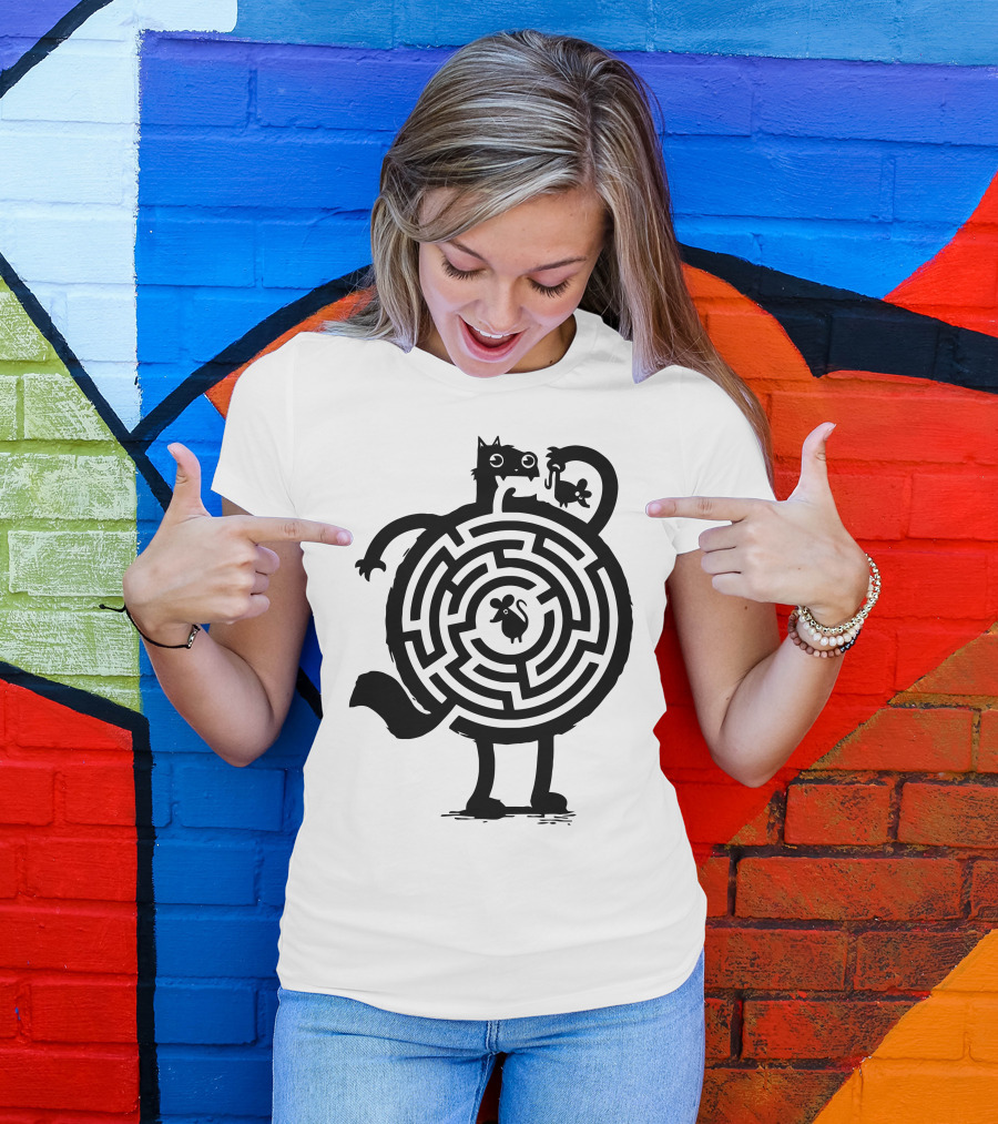 Amazin Cat And Mouse Labyrinth Puzzle T-Shirt