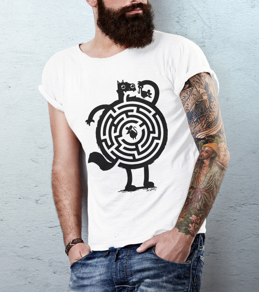 Amazin Cat And Mouse Labyrinth Puzzle T-Shirt