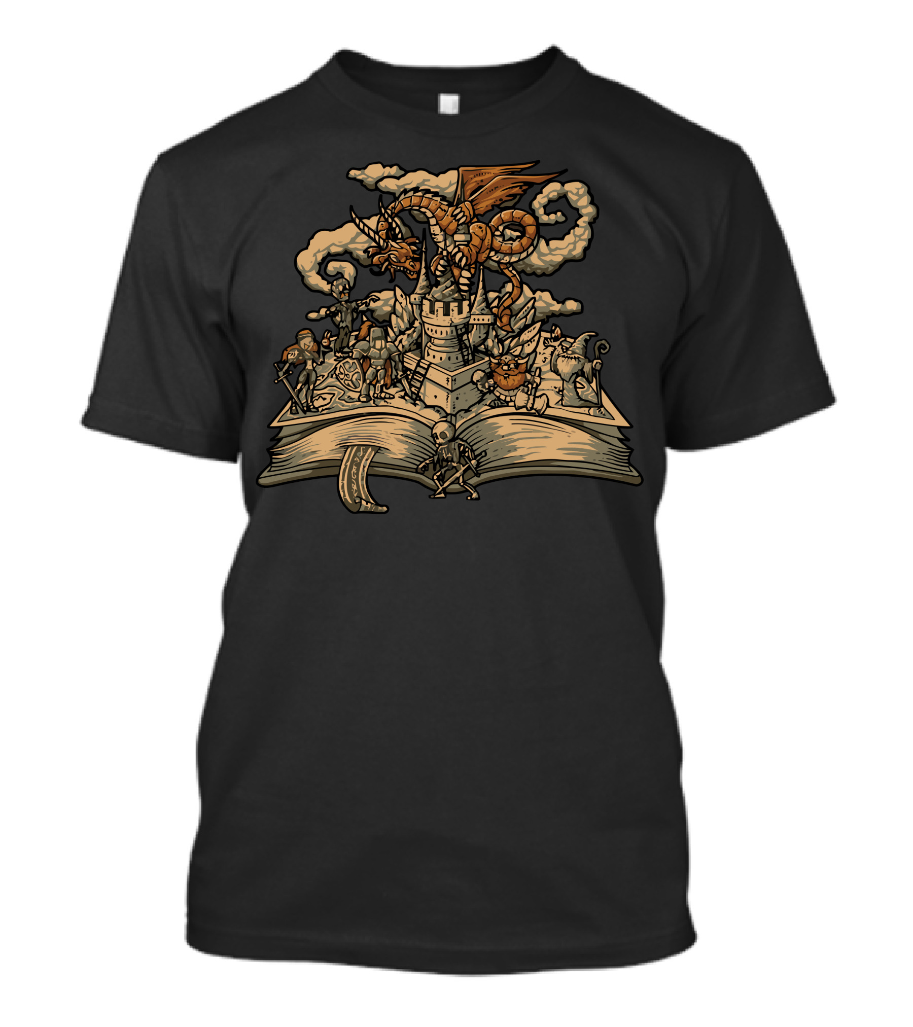 Ancient Tale Dragon Castle Fantasy Adventure Book Icons T-Shirt
