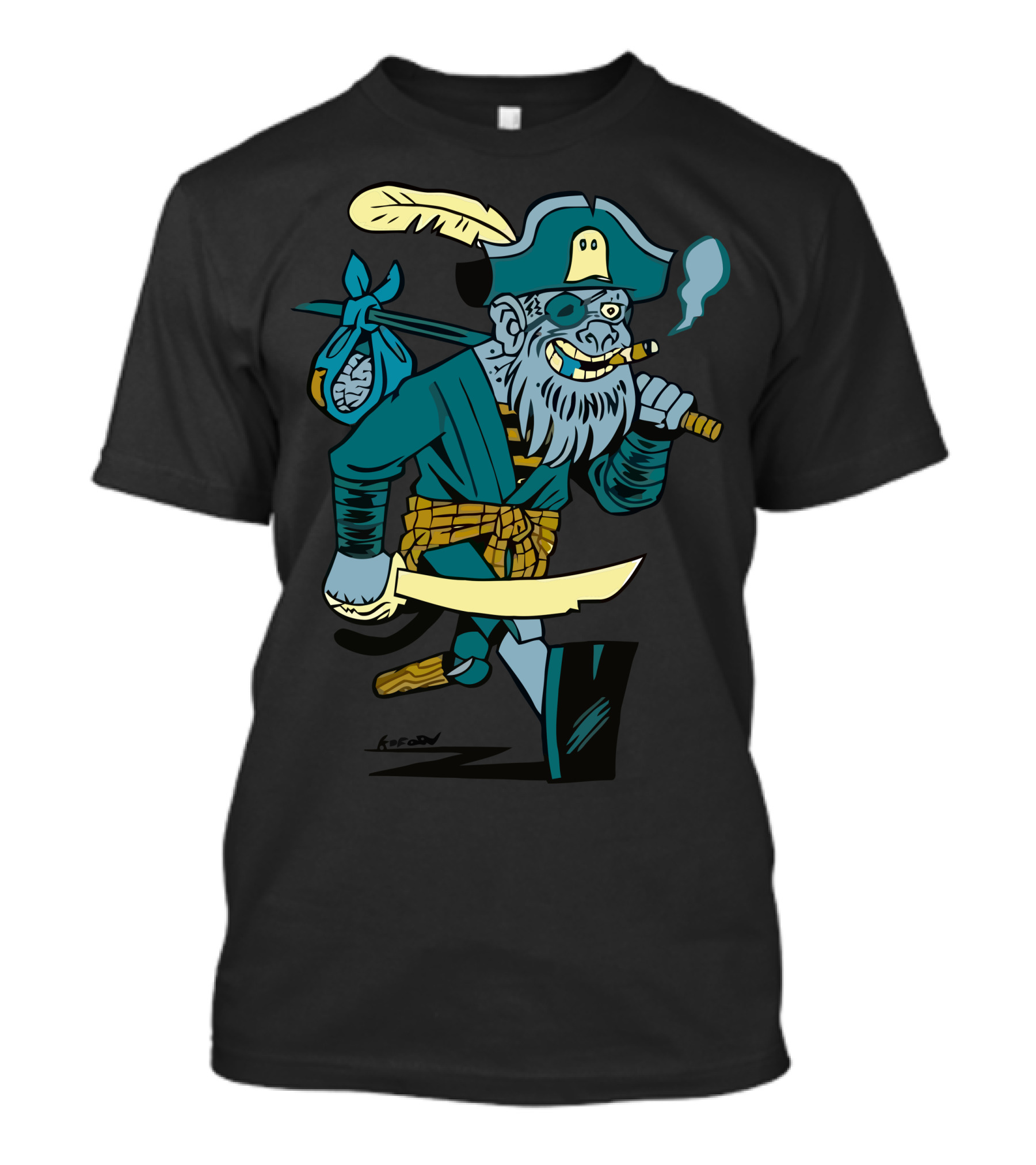 Apelad Pirate Smoking Cigar With Sword And Sack T-Shirt