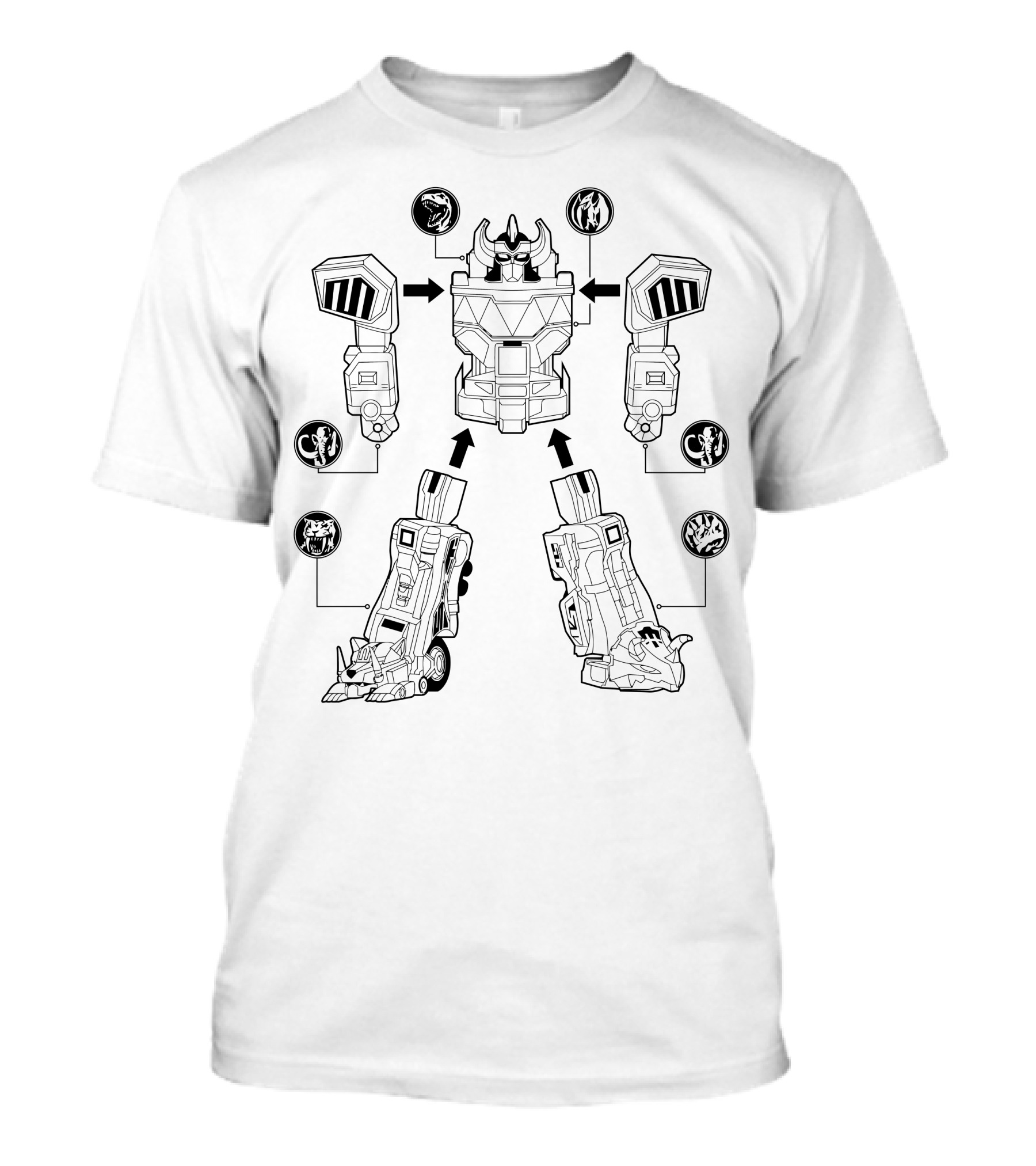 Power Rangers Assemble Megazord Formation Schematic T-Shirt