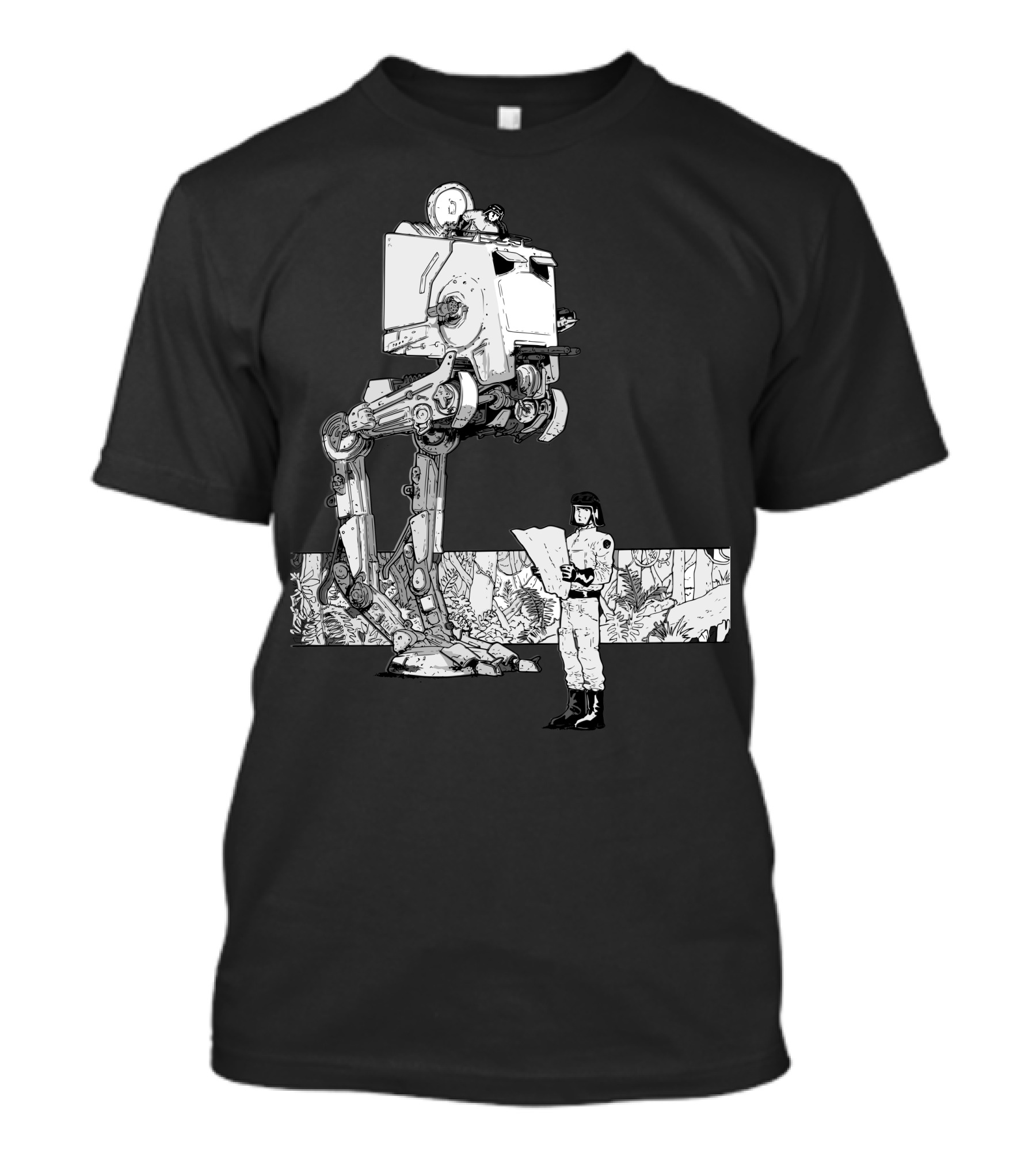 AT-ST Walker With Scout In Forest Setting T-Shirt
