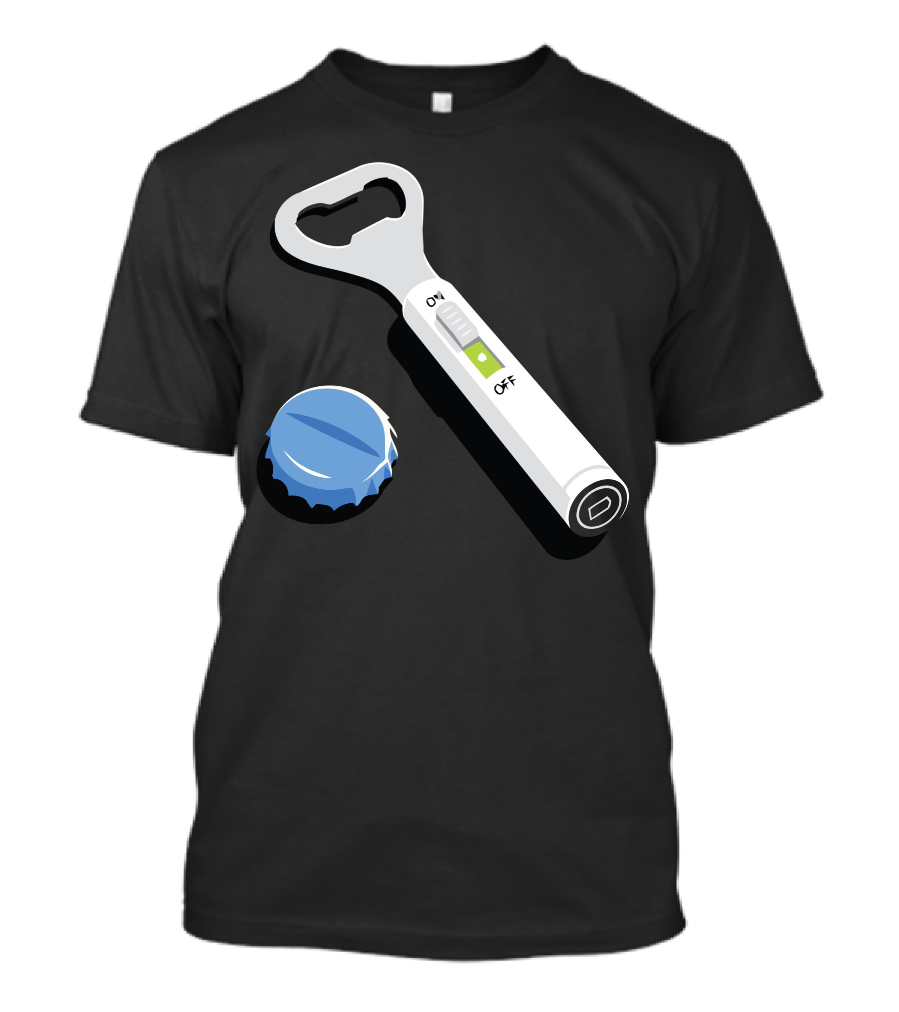 Automatic Opener On Off Blue Cap T-Shirt