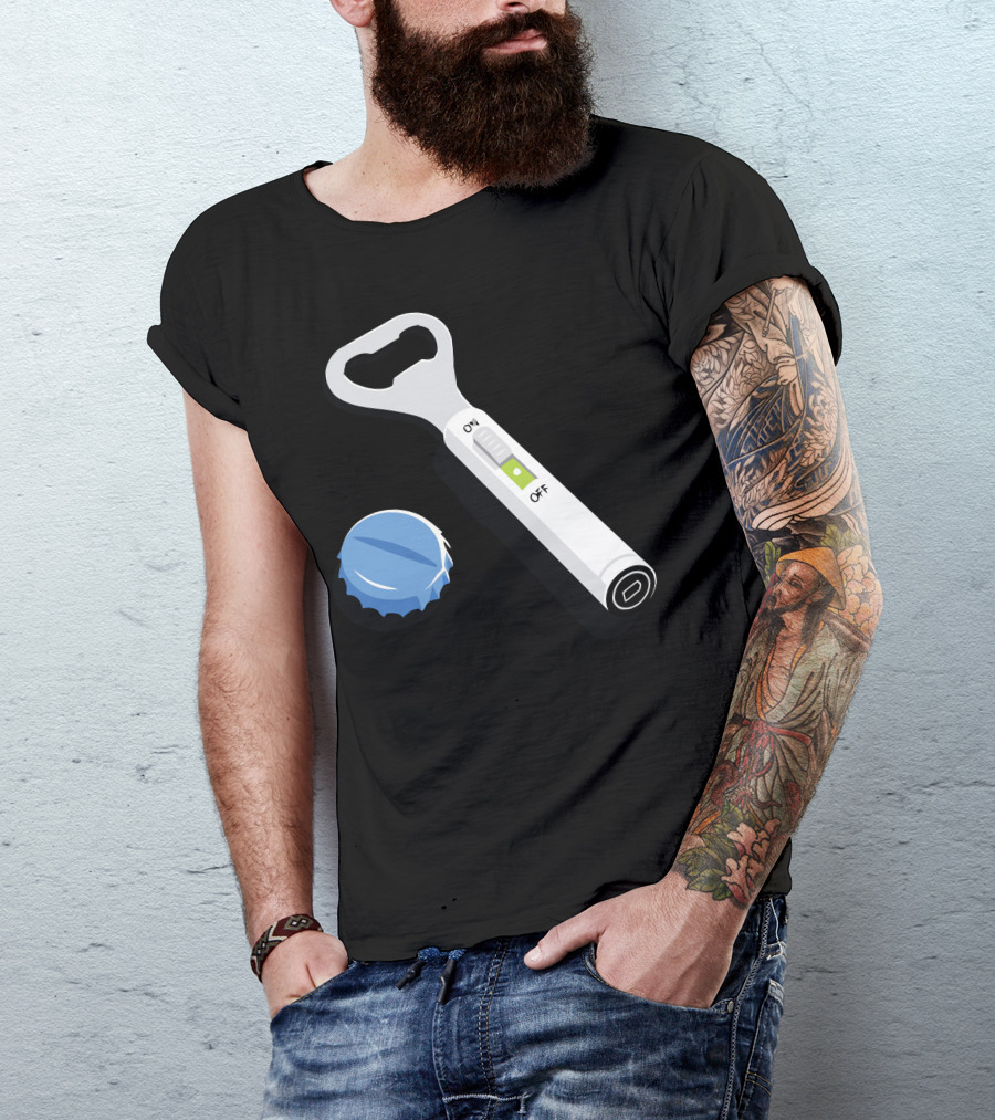 Automatic Opener On Off Blue Cap T-Shirt