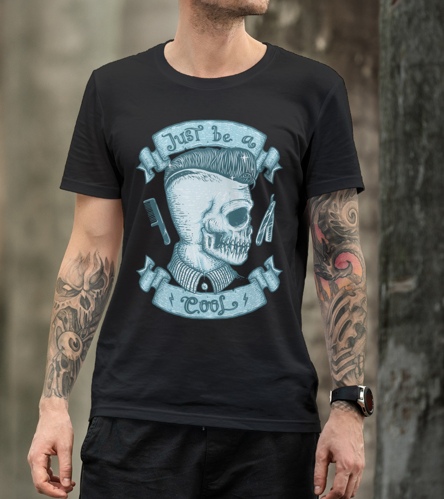 Just Be A Cool Skeleton Pompadour Comb Razor T-Shirt