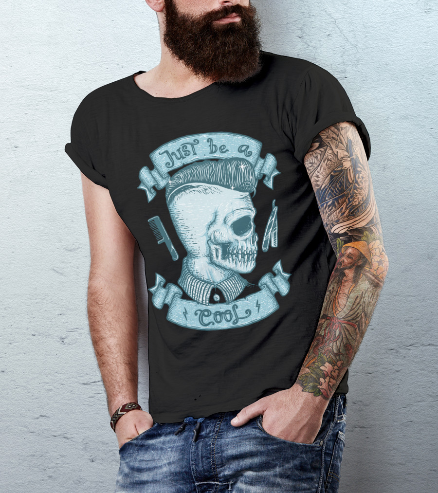Just Be A Cool Skeleton Pompadour Comb Razor T-Shirt